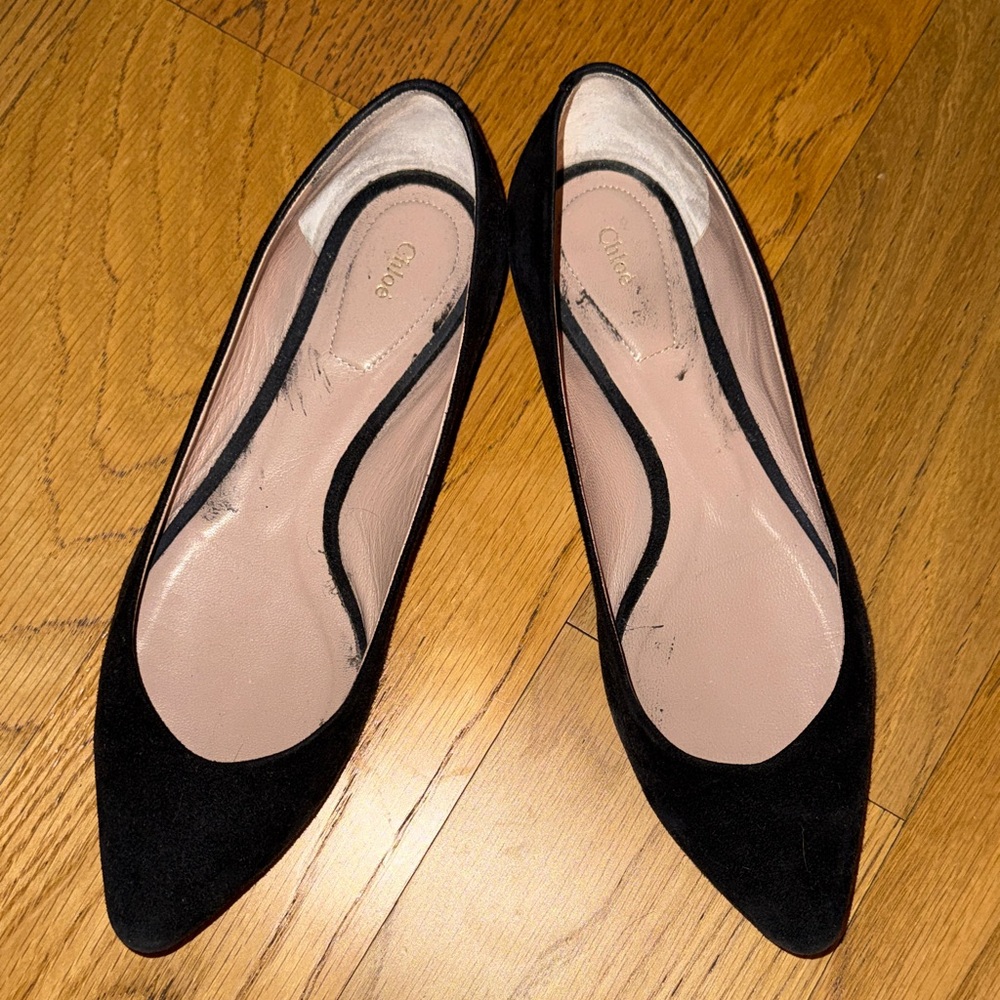 Chloe Black Suede Ballet Flats
